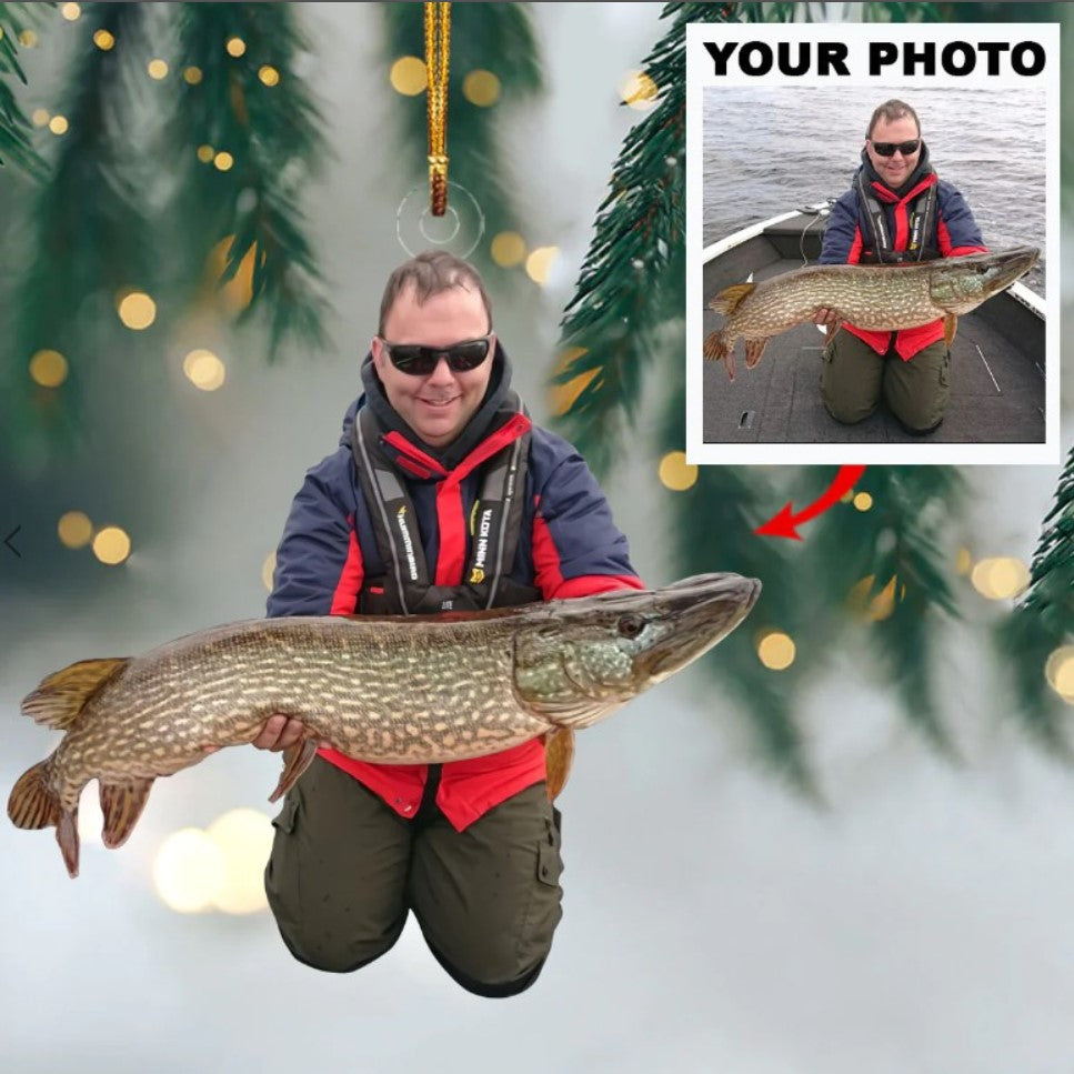 Custom Photo Cut-Out Acrylic Christmas Ornament - Fishing Lover Gift