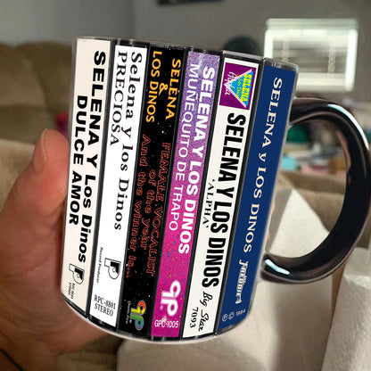 Selena Albums Cassette Collection Retro Accent Edge-to-Edge Printed Mug