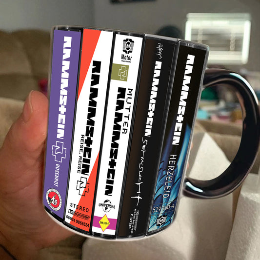 Rammstein Albums Cassette Collection Retro Accent Edge-to-Edge Printed Mug