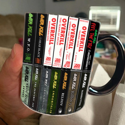 Overkill Albums Cassette Collection Retro Accent Edge-to-Edge Printed Mug