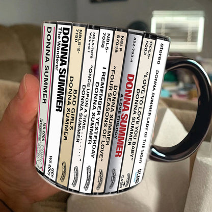 Donna Summer Albums Cassette Collection Retro Accent Edge-to-Edge Printed Mug