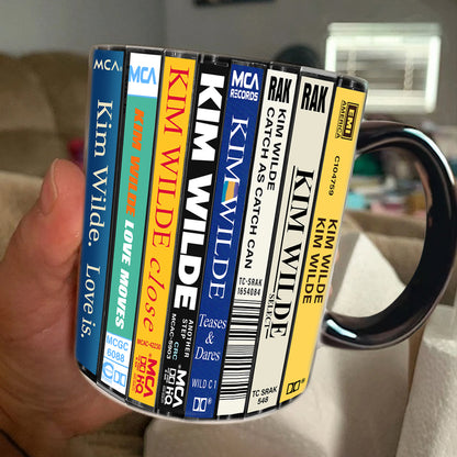 Kim Wilde Albums Cassette Collection Retro Accent Edge-to-Edge Printed Mug