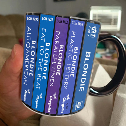 Blondie Albums Cassette Collection Retro Accent Edge-to-Edge Printed Mug