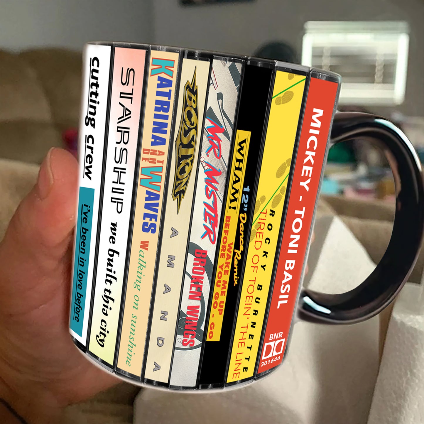 80s POP Singles Collection Albums Cassette Collection Retro Accent Edge-to-Edge Printed Mug - Collection 2