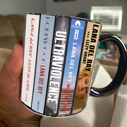 Lana Del Rey Albums Cassette Collection Retro Accent Edge-to-Edge Printed Mug