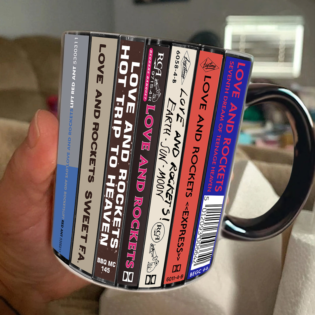 Love and Rockets Albums Cassette Collection Retro Accent Edge-to-Edge Printed Mug