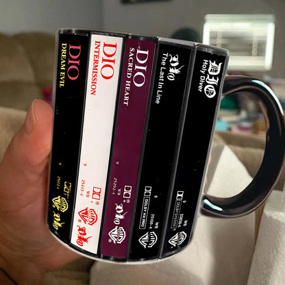 Dio Albums Cassette Collection Retro Accent Edge-to-Edge Printed Mug