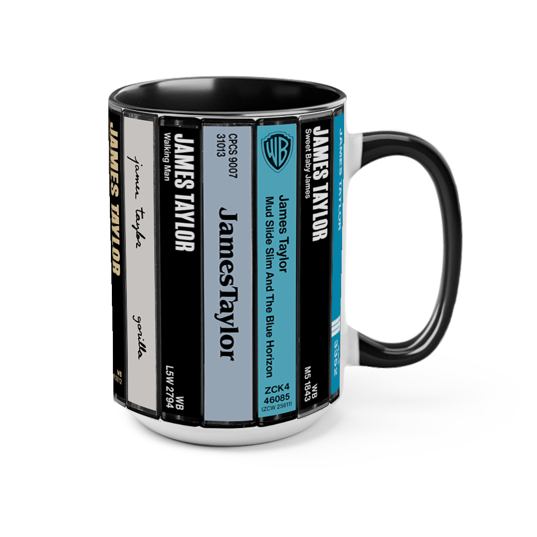 James Taylor Albums Cassette Collection Retro Accent Edge-to-Edge Printed Mug