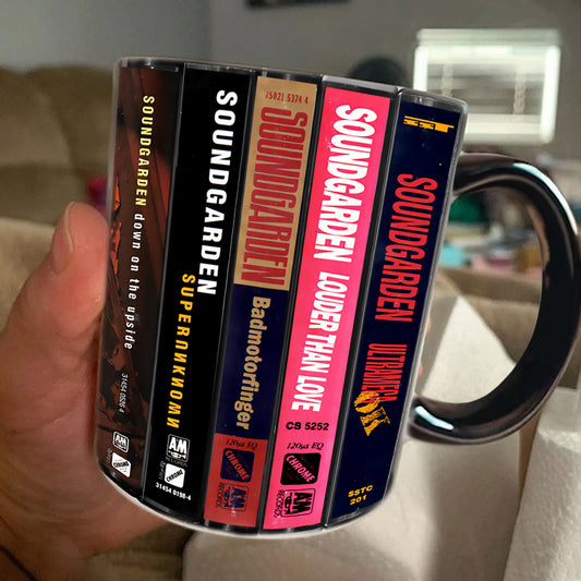 Soundgarden Albums Cassette Collection Retro Accent Edge-to-Edge Printed Mug