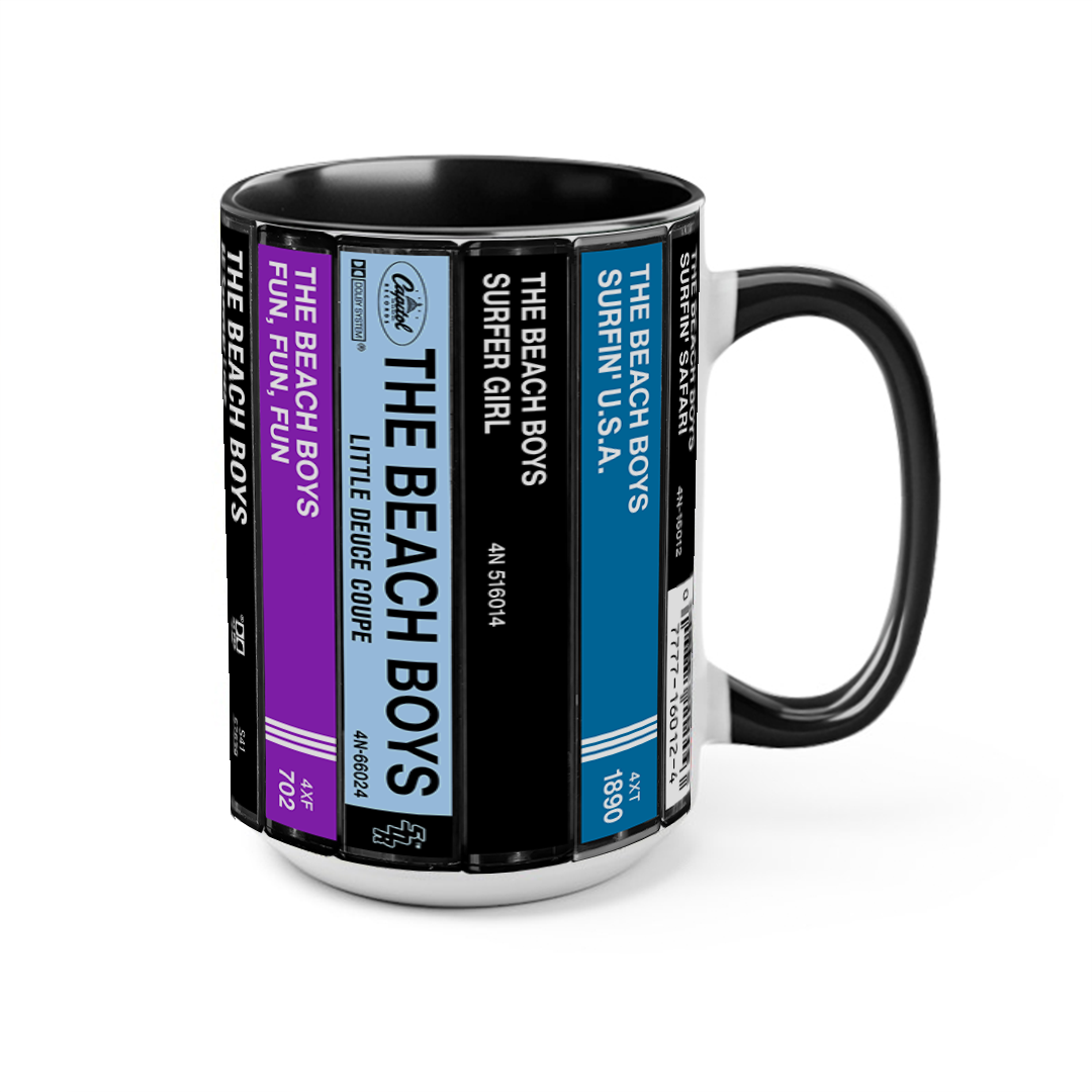 The Beach Boys Albums Cassette Collection Retro Accent Edge-to-Edge Printed Mug