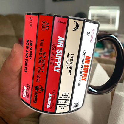 Air Supply Albums Cassette Collection Retro Accent Edge-to-Edge Printed Mug