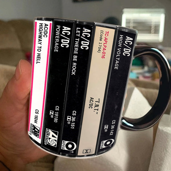 AC/DC Albums Cassette Retro Collection Accent Mug  MTervoDesign