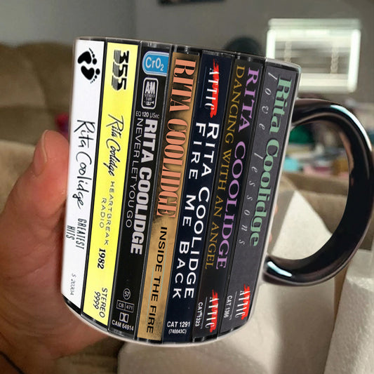 Rita Coolidge Albums Cassette Collection Retro Accent Edge-to-Edge Printed Mug