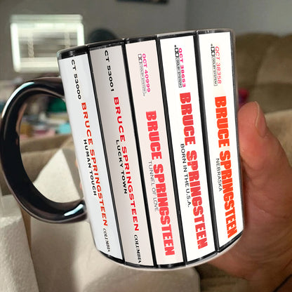 Bruce Springsteen Albums Cassette Collection Retro Accent Mug