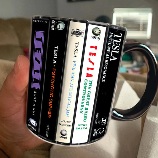 Tesla Albums Cassette Collection Retro Accent Mug