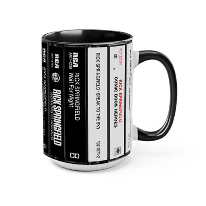 Rick Springfield Albums Cassette Collection Retro Accent Edge-to-Edge Printed Mug