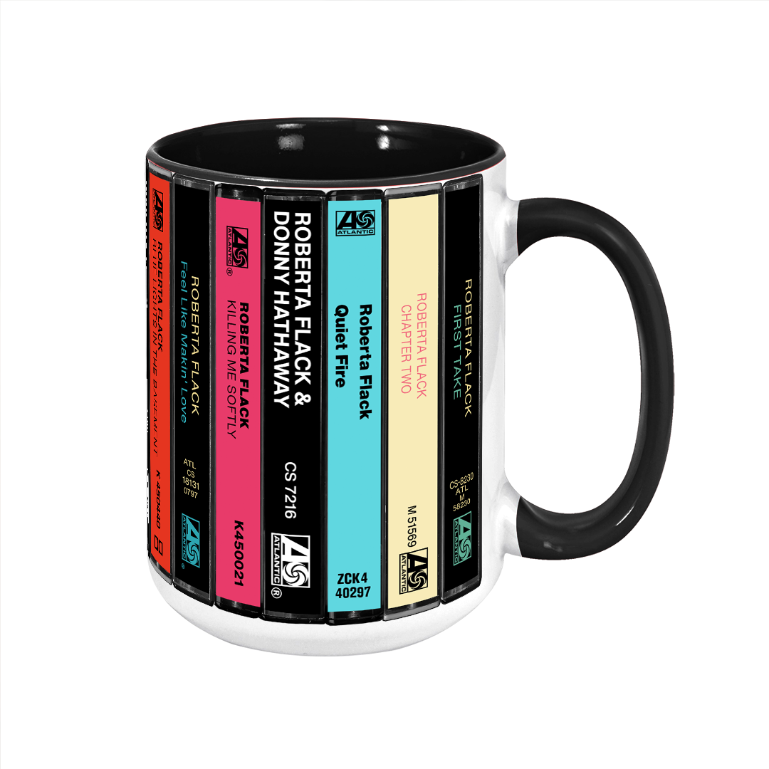 Roberta Flack Albums Cassette Collection Retro Accent Edge-to-Edge Printed Mug