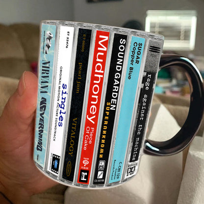 Classic Grunge Bands Music Cassette Accent Mug