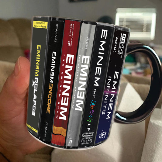 Eminem Albums Cassette Collection Retro Accent Edge-to-Edge Printed Mug