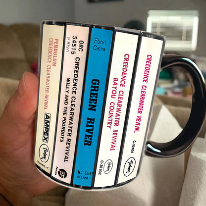 Creedence Clearwater Revival Albums Cassette Collection Retro Accent Edge-to-Edge Printed Mug