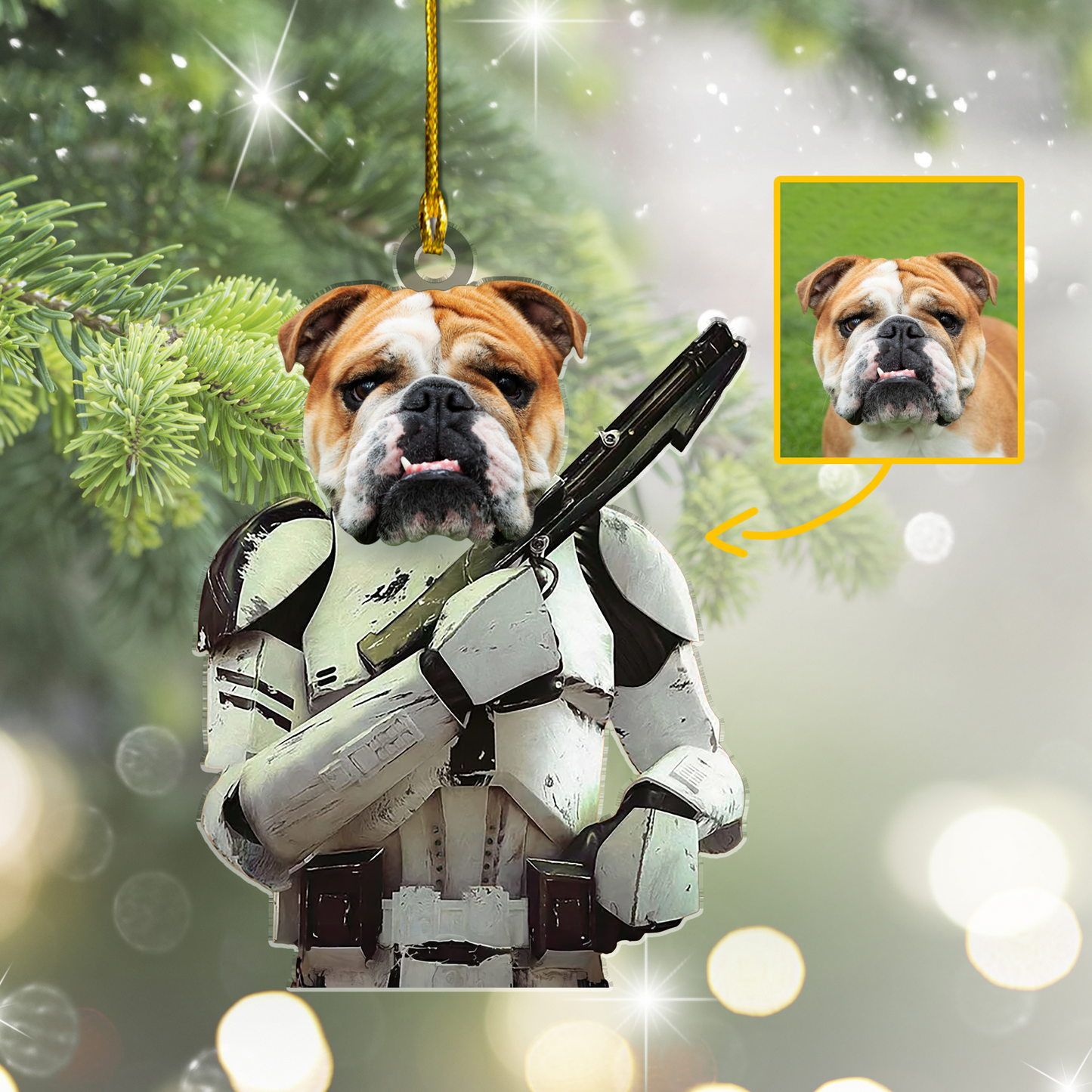 Custom Pet Photo Stormtrooper Funny Christmas Ornament for Cat Dog Lovers