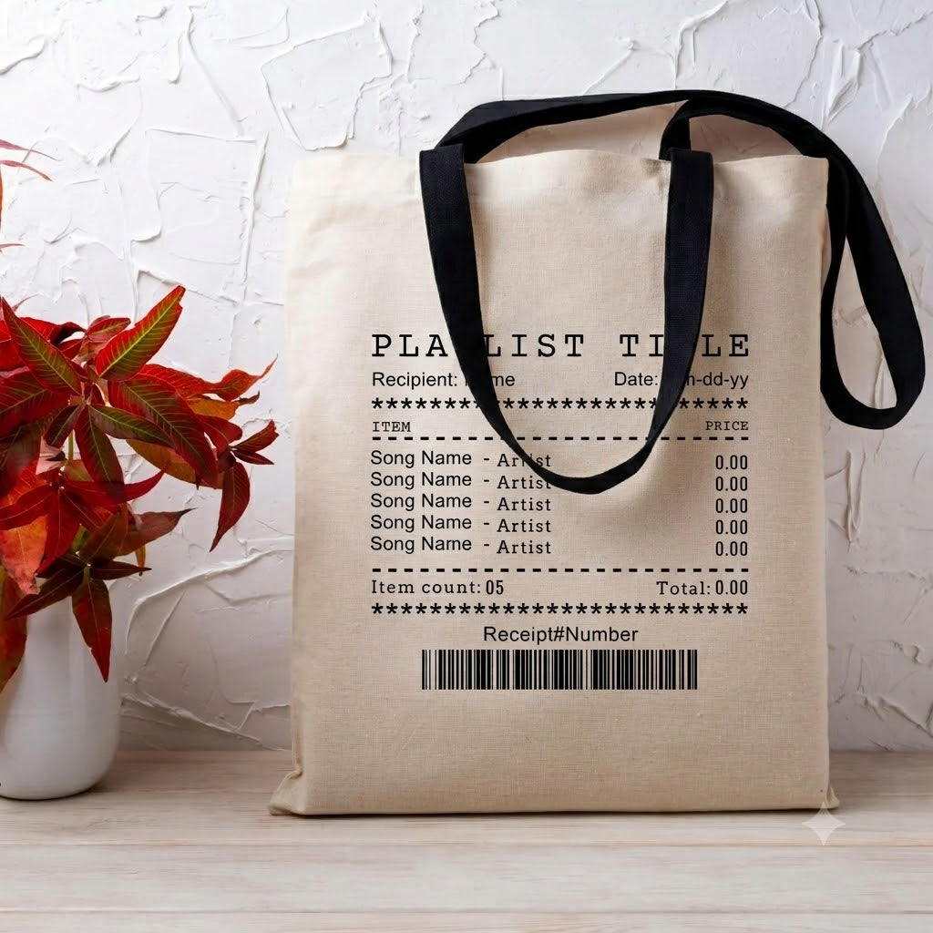 Custom Album Cover Playlist Receipt Tote Bag