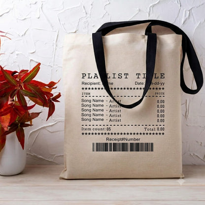 Custom Album Cover Playlist Receipt Tote Bag