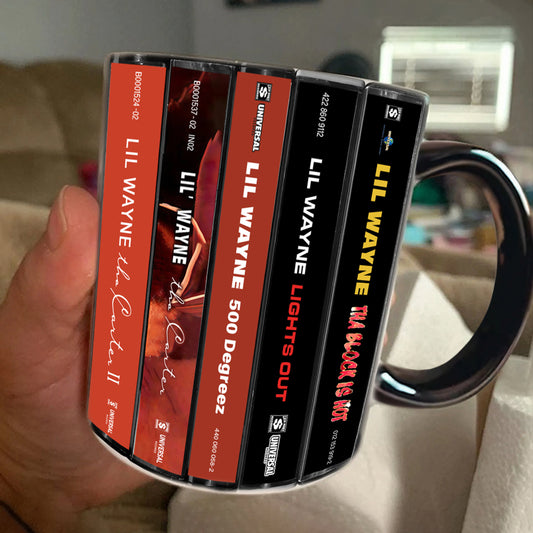 Lil Wayne Albums Cassette Collection Retro Accent Mug