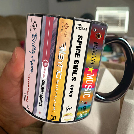 90's Pop Albums Cassette Collection Retro Accent Edge-to-Edge Printed Mug