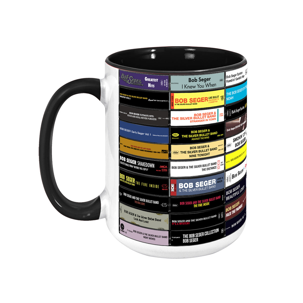 Bob Seger Albums Cassette Collection Retro Accent Mug - Extended Version