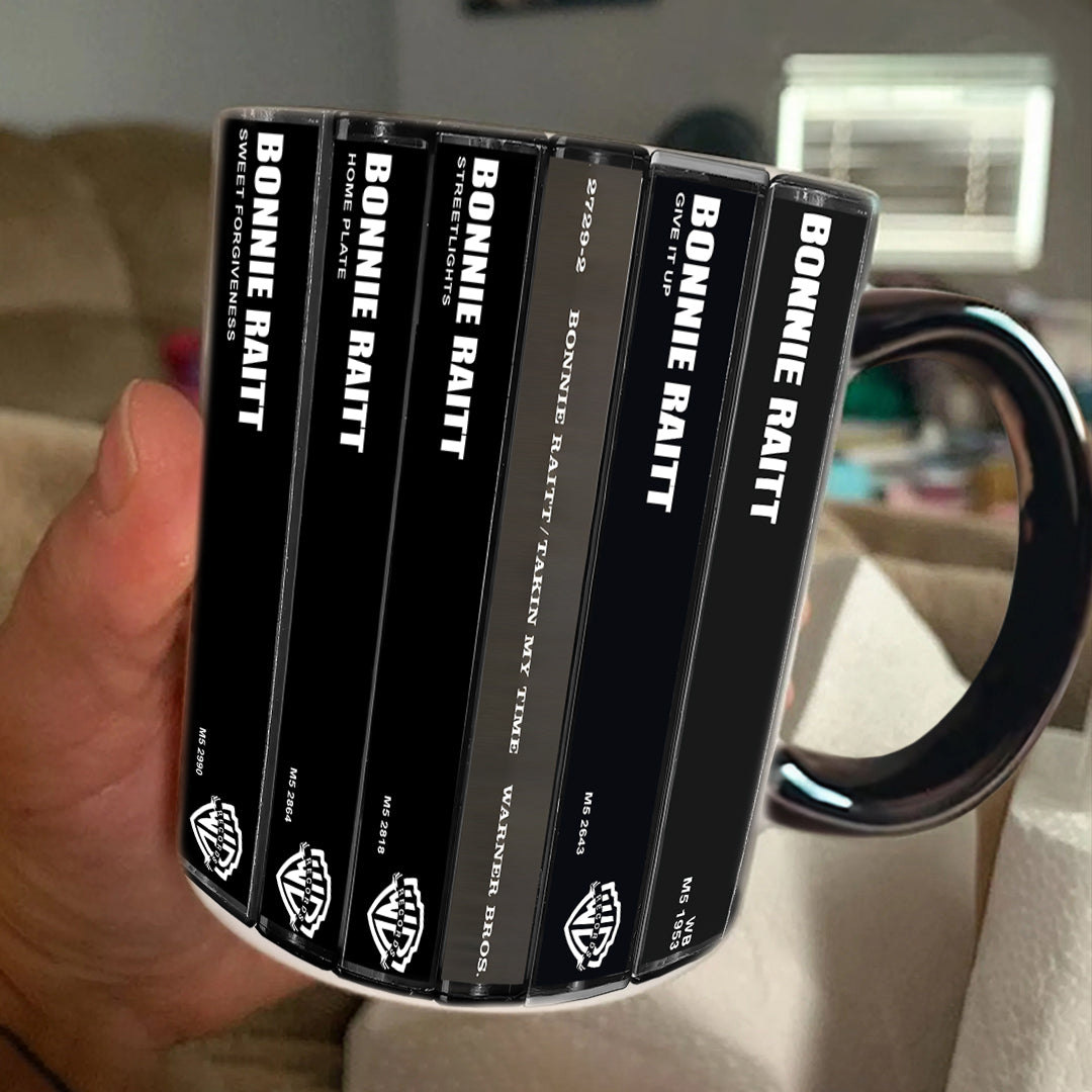 Bonnie Raitt Albums Cassette Collection Retro Accent Mug