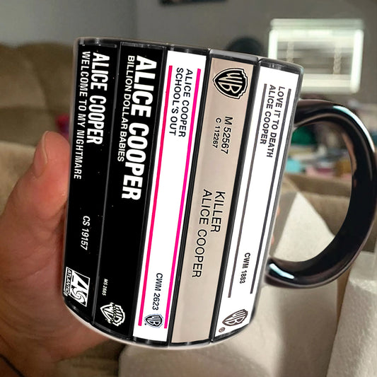 Alice Cooper Albums Cassette Collection Retro Accent Mug