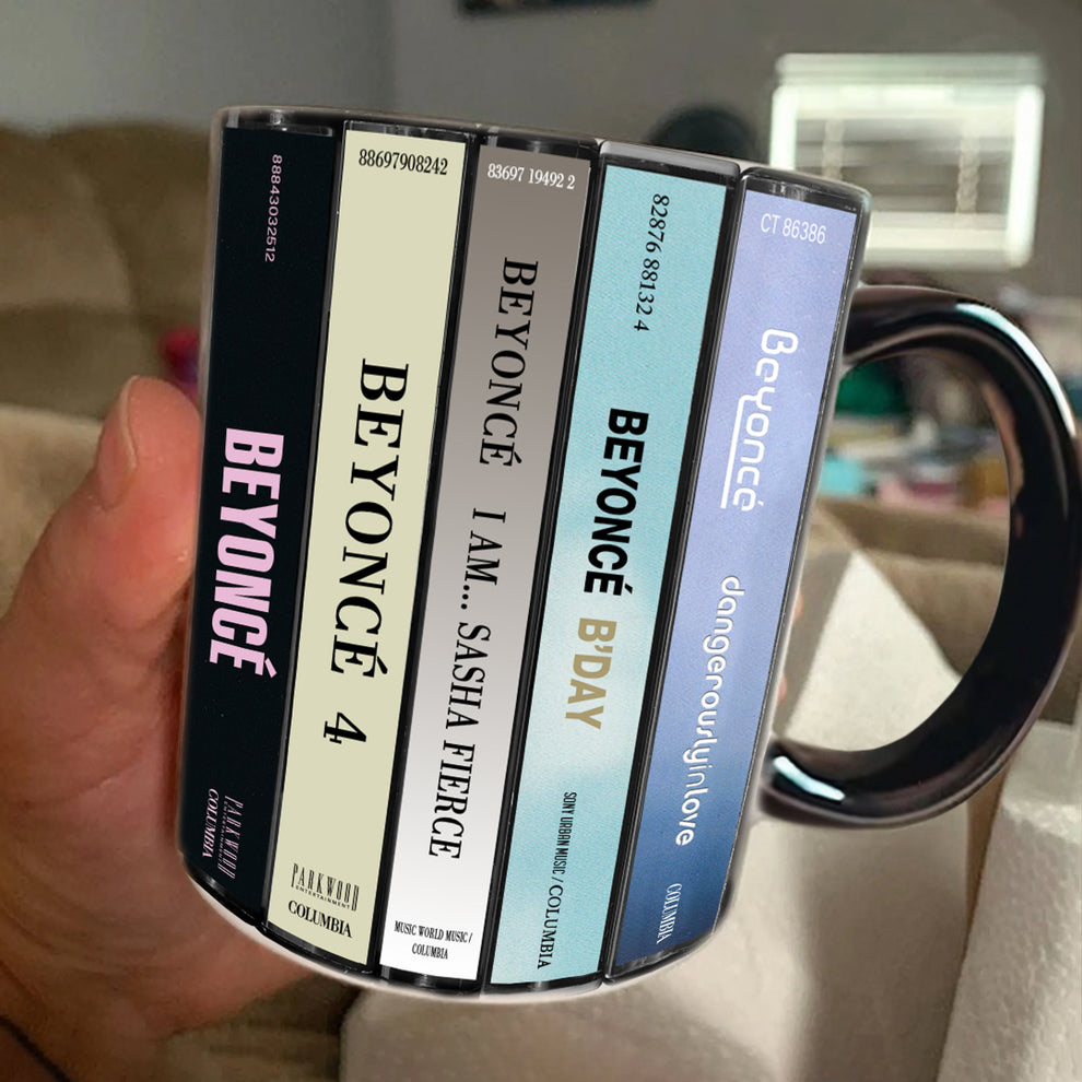 Beyoncé Albums Cassette Collection Retro Accent Edge-to-Edge Printed M ...