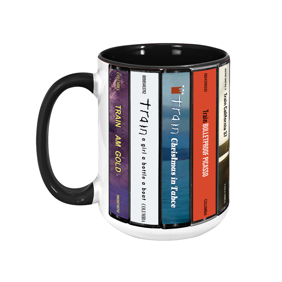 Train Albums Cassette Collection Retro Accent Mug