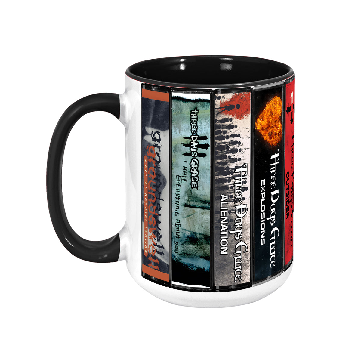 Three Days Grace Albums Cassette Collection Retro Accent Mug