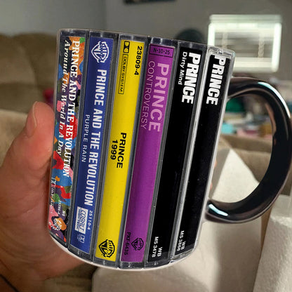 Prince Albums Cassette Collection Retro Accent Edge-to-Edge Printed Mug