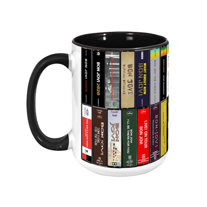 Bon Jovi Albums Cassette Collection Retro Accent Mug - Extended Version