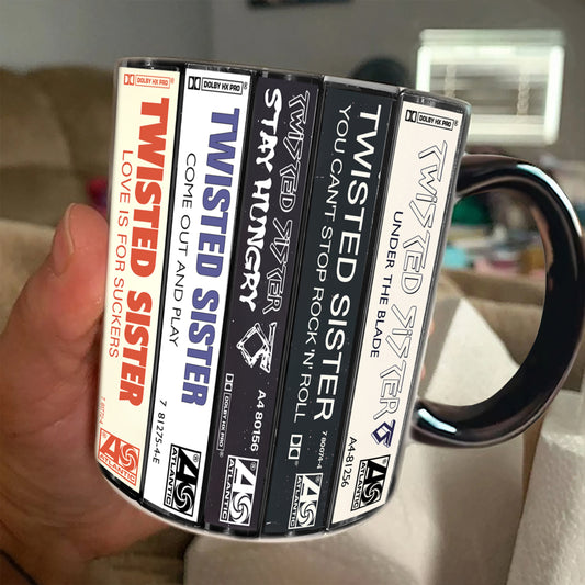 Twisted Sister Albums Cassette Collection Retro Accent Edge-to-Edge Printed Mug