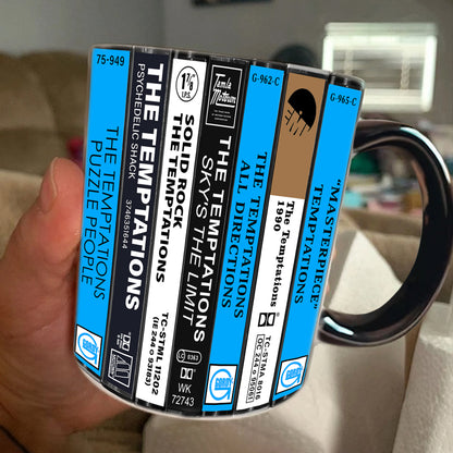 The Temptations Albums Cassette Collection Retro Accent Edge-to-Edge Printed Mug