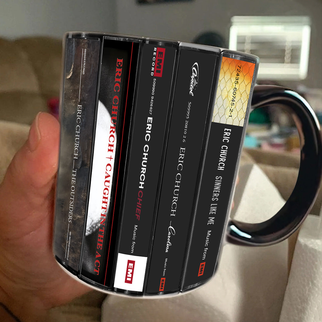 Eric Church Albums Cassette Collection Retro Accent Mug