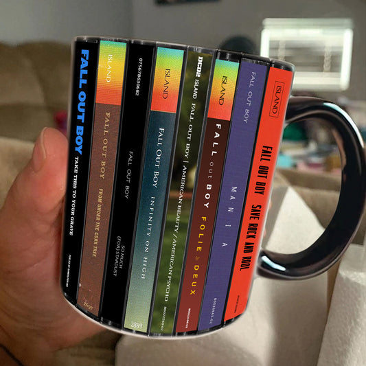 Fall Out Boy Albums Cassette Collection Retro Accent Edge-to-Edge Printed Mug