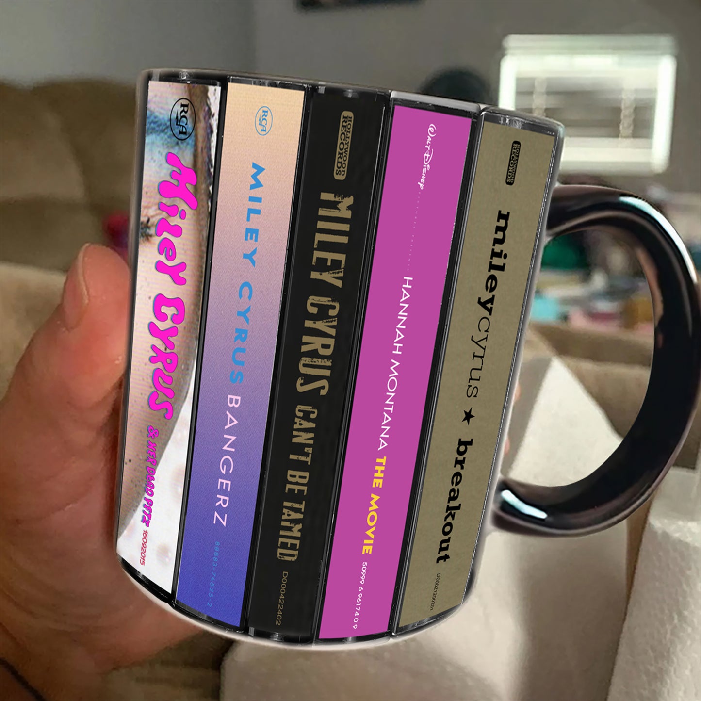 Miley Cyrus Albums Cassette Collection Retro Accent Edge-to-Edge Printed Mug