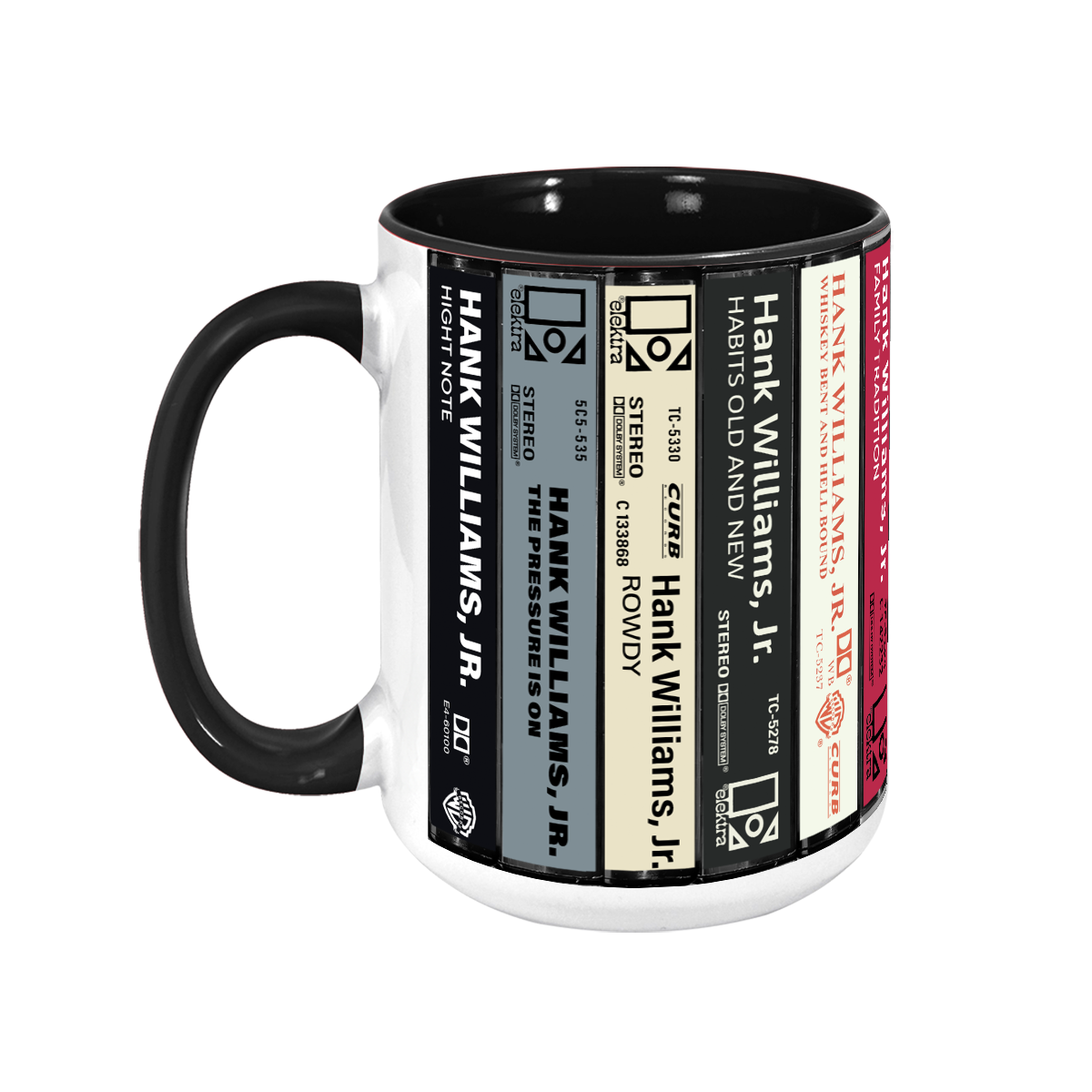 Hank Williams Jr. Albums Cassette Collection Retro Accent Mug