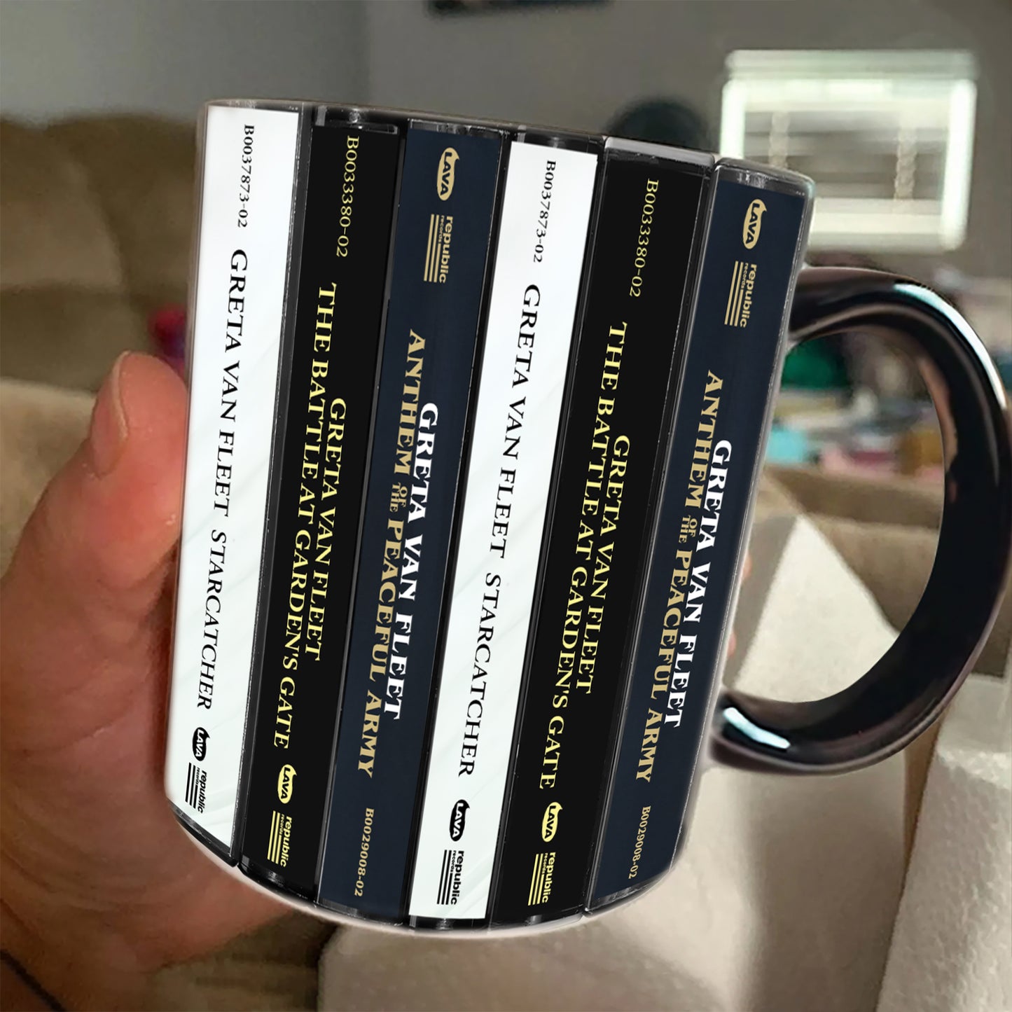 Greta Van Fleet Albums Cassette Collection Retro Accent Edge-to-Edge Printed Mug
