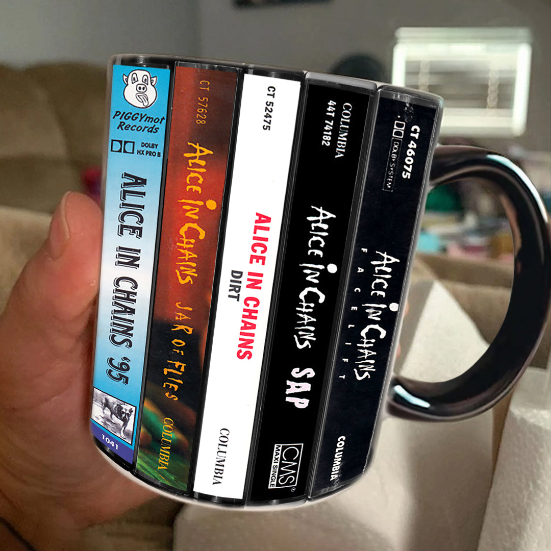 Alice in Chains Albums Cassette Collection Retro Accent Mug