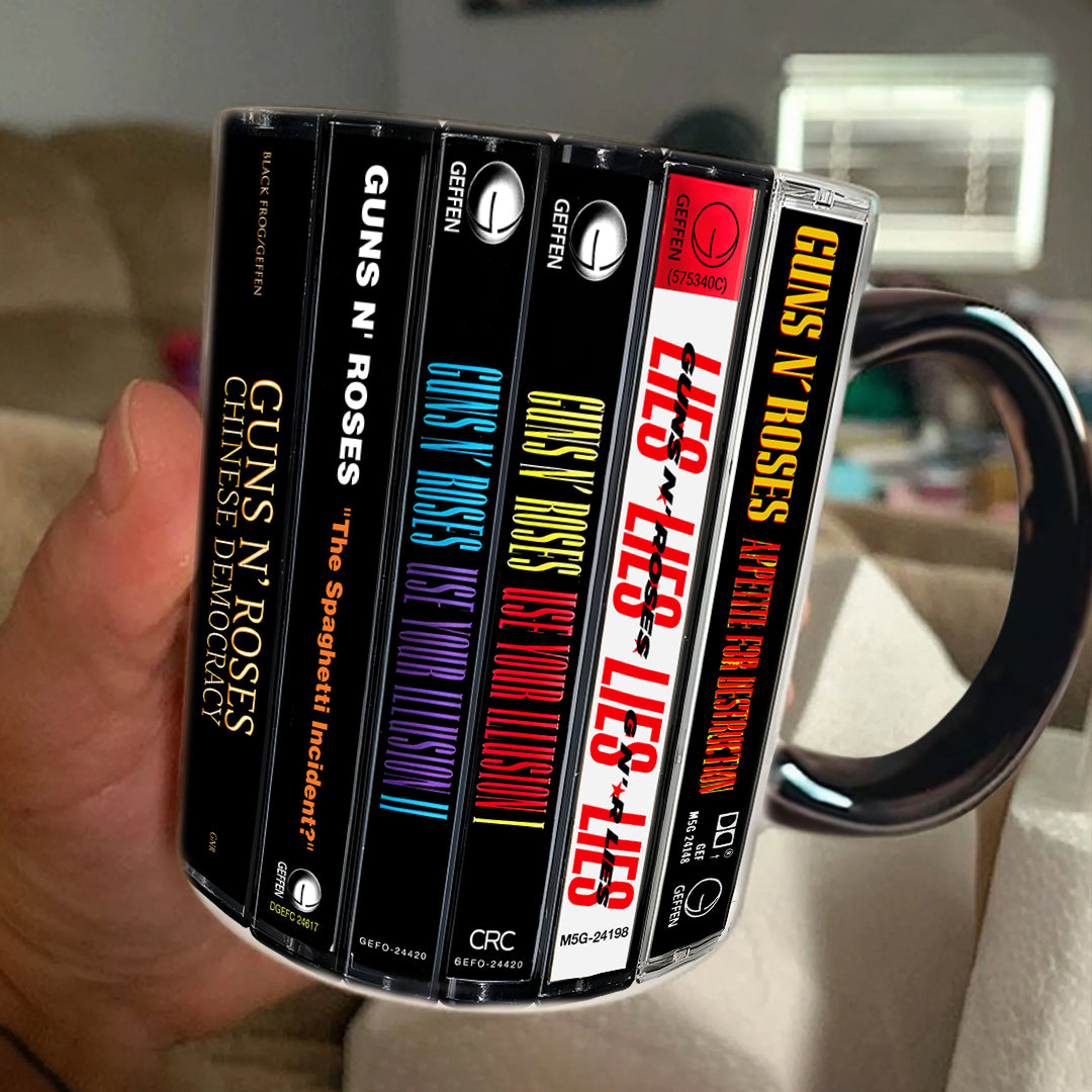 Guns N' Roses Albums Cassette Collection Retro Accent Mug