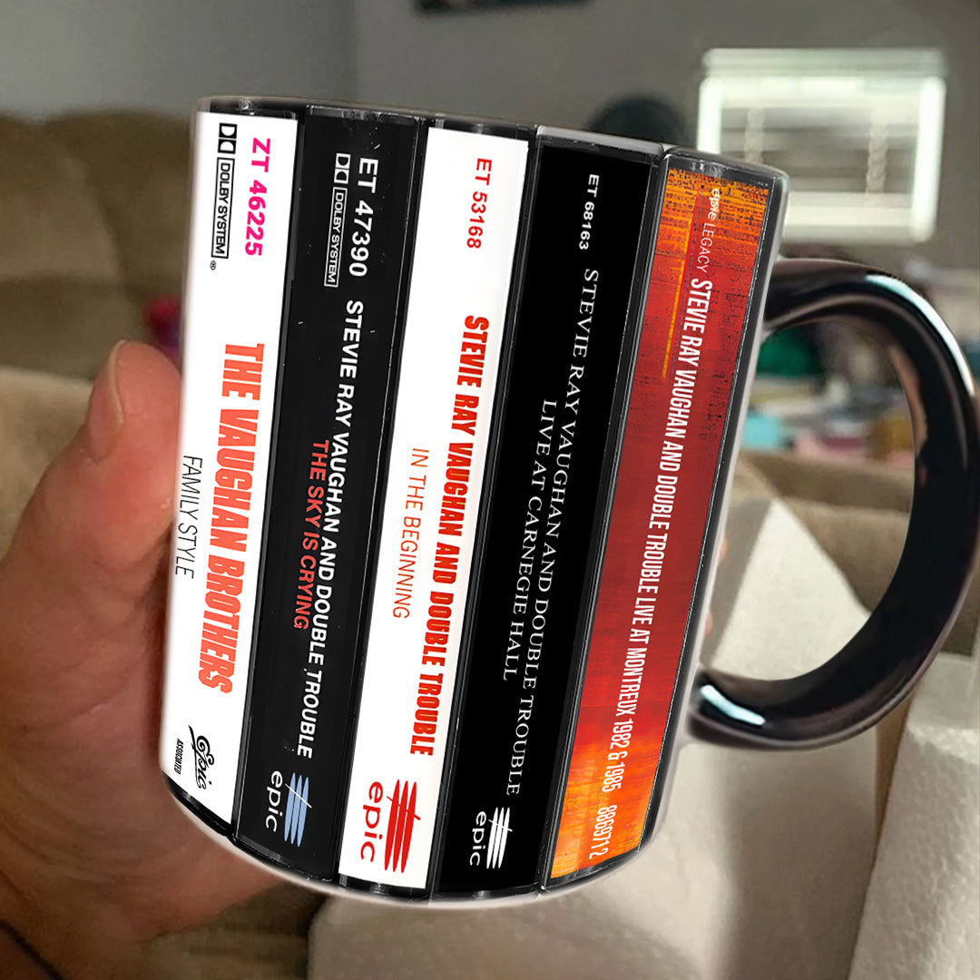 Stevie Ray Vaughan Albums Cassette Collection Retro Accent Mug