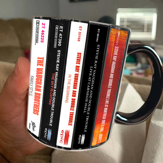 Stevie Ray Vaughan Albums Cassette Collection Retro Accent Mug