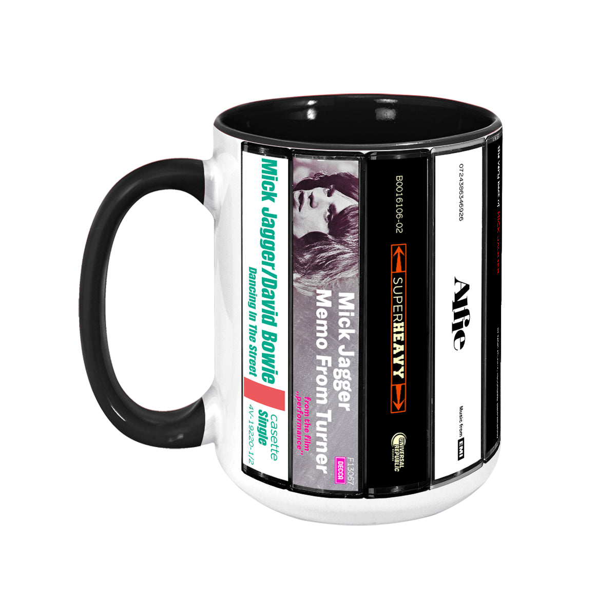 Mick Jagger Albums Cassette Collection Retro Accent Mug
