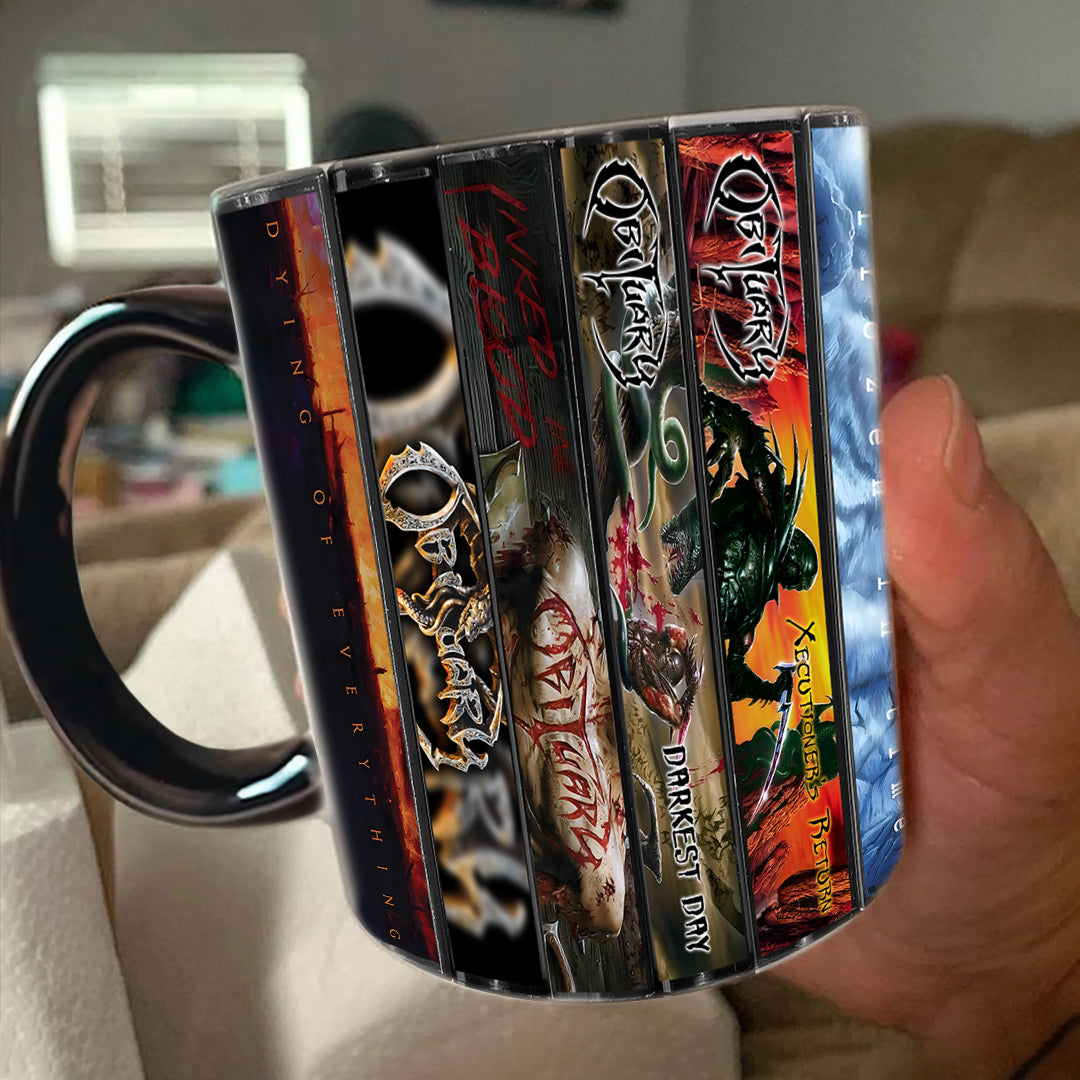 Obituary Albums Cassette Collection Retro Accent Mug